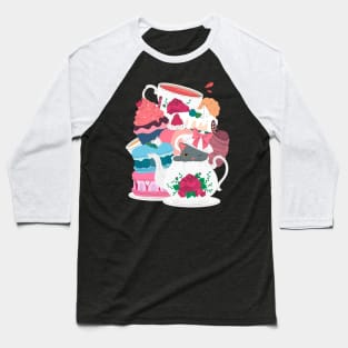 cat pastry tea hand drawn Baseball T-Shirt